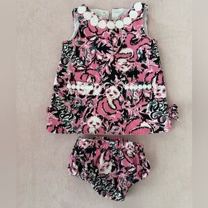 Lilly Pulitzer Pink and Black Panda Diaper Cover Set